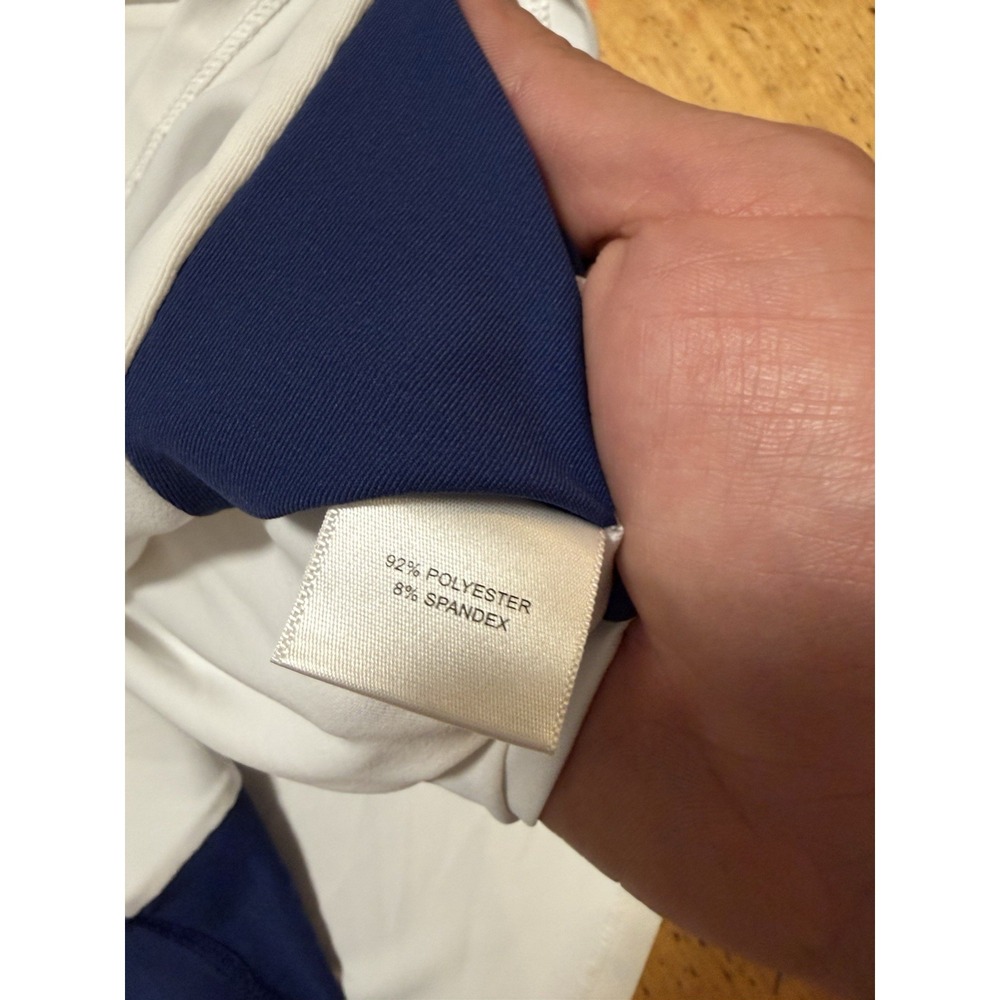 MacArthur• Peter Millar Women's Med Polo Shirt White Blue Zip UPF 50+ Golf Sport - Picture 6 of 10